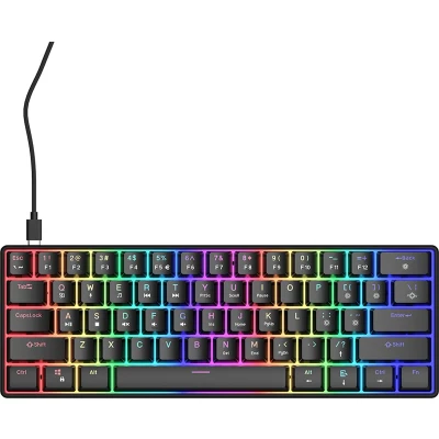 Afbeelding van Qware San Jose 60% Bedraad Gamingtoetsenbord Zwart
