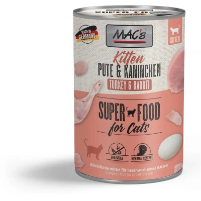 Afbeelding van MAC&#039;s Cat 6 x 400 g Kattenvoer Kitten (Kalkoen &amp; Konijn)