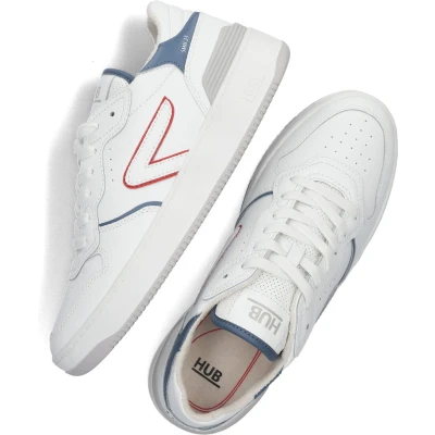 Afbeelding van HUB Smash Heren Lage sneakers Leren Sneaker Wit Maat 41