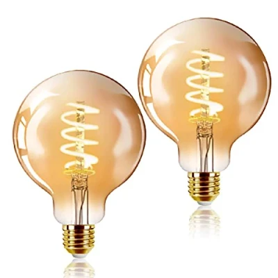 Afbeelding van EXTRASTAR Edison LED lampen, retrostijl, vintage, G125SP 6 W, E27, warmwit, 2200 K, 2 stuks