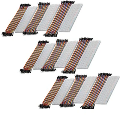 Afbeelding van AZDelivery 3 x Breadboard 3x Jumper Draad m2m/f2m/f2f Set van MB102 compatibel met Arduino Inclusief E Book!