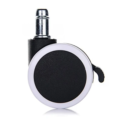 Afbeelding van LIHAO 5 x wielen voor harde vloeren, draaistoelwielen, 11 mm/50 mm, geremd, wielenset bureaustoel, zwart/wit