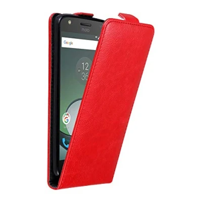 Afbeelding van Cadorabo Hoesje geschikt voor Motorola MOTO Z PLAY in APPEL ROOD Beschermhoes Flip Case Cover magnetische sluiting