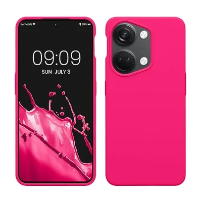 Afbeelding van kwmobile telefoonhoesje geschikt voor OnePlus Nord 3 5G Hoesje met siliconen coating Smartphone case in neon roze