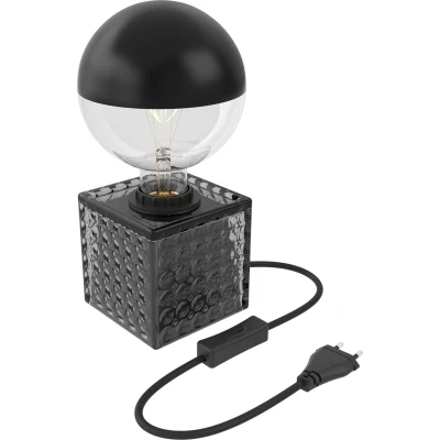 Afbeelding van Calex Tafellamp Glas Vierkant E27 Fitting Zwart Excl. lichtbron