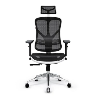 Afbeelding van Diablo V Basic Bureaustoel Ergonomische 3D Armleuningen Verstelbare Hoofdsteun en Lendensteun Lendesteun Mesh Stof (Wit Zwart)