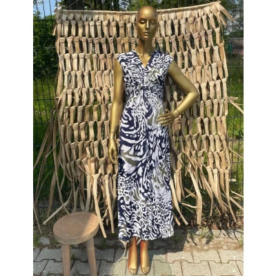 Afbeelding van Lange Zomerjurk Morena Blauw One Size (maat 36 t/m 40/42)