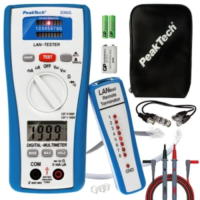 Afbeelding van PeakTech 2 in 1 LAN tester met digitale multimeter
