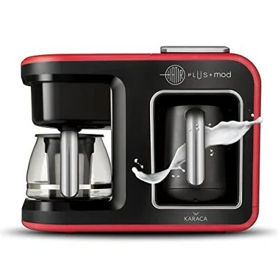 Afbeelding van KARACA Hatır Plus Mod 5 in 1 thee filterkoffie en koffiezetapparaat rood Turkse mokka voor personen + kopjes