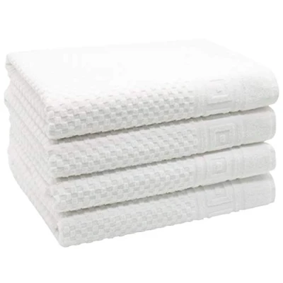Afbeelding van ZOLLNER 358 Set van 4 douchehanddoeken met wafelpatroon, 100% katoen, 70x140 cm, wit