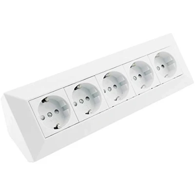 Afbeelding van ChiliTec Stekkerdoos 5 stopcontacten keuken 250 V geaarde voor keuken, kantoor, werkplaats, wit