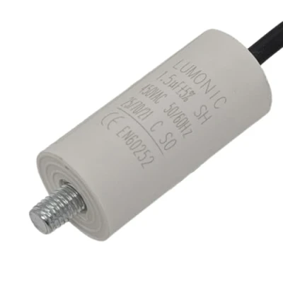 Afbeelding van Lumonic Startcondensator met Kabel 25cm I 1,5µF 450V 26x55mm 1,5uF Motorcondensator kunststof behuizing Bedrijfscondensator voor pompen,