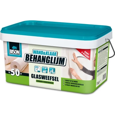 Afbeelding van Bison Wand&amp;Klaar® Behanglijm Glasweefsel Emmer 10 Kg, kant en klaar, eenvoudig aanbrengen, corrigeerbaar, goede hechting, voor alle soorten behang met een weefselrug