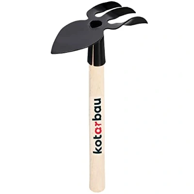 Afbeelding van KOTARBAU® Mini dubbele hak hartblad 160 mm met tanden voor kleine planten, hakken, tuinhakken, onkruidhaken, plantenhakken, tuingereedschap het verplanten van de tuin
