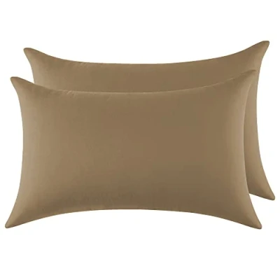 Afbeelding van Kussenslopen voor Tweepersoonsbed van Katoen 50x70 cm 2 Stuks, Set Gecertificeerd Door Oeko TEX In Premium 110GSM, Zacht en Ademend, Hypoallergeen Taupe