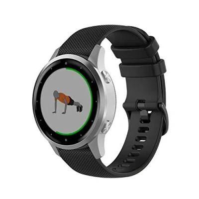 Afbeelding van Wownadu 18mm Quick Release Band Compatibel voor Garmin Vivoactive 4S/ Vivomove 3S/ Venu 2S, Forerunner 255S/ 255S Music/ 265S, Bandjes Zwart Siliconen Sport Reserve Armbanden