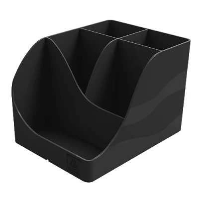 Afbeelding van Exacompta Ref. 69514D 1 pennenkoker Wave Neo Deco zwart met 5 vakken 4 hoge voor grote gebruiksvoorwerpen en onderste vak kleine spullen