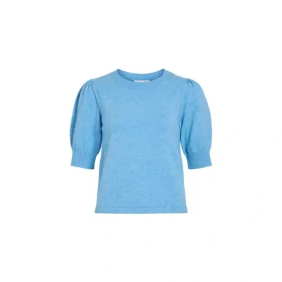 Afbeelding van Vila Trui Viril 2/4 Sleeve O neck Knit Top 14105306 Blissful Blue/light Melange Dames Maat XS