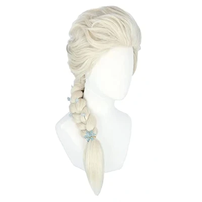 Afbeelding van Topcosplay Prinsessenpruik, blond, voor dames en kinderen, vlechten, gevlochten, cosplay, pruik Halloween, kostuum, carnaval