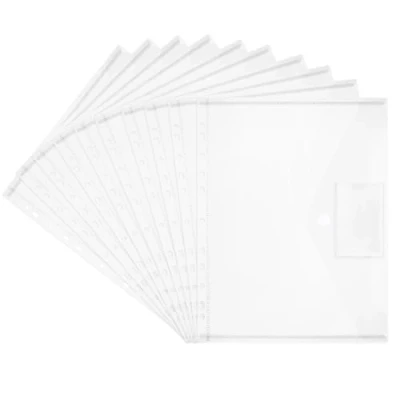 Afbeelding van Set van 20 documentenmappen A4, A4 documententas transparant, waterdicht met klittenbandsluiting en etiketpapier voor classificatie dossiers