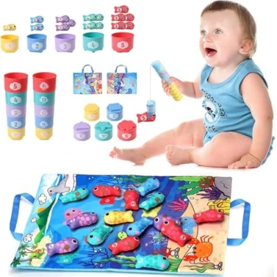 Afbeelding van JoyJoyful Montessori Spellen voor kinderen van 1 jaar, zacht visspel cadeaus educatief spel kleurrijk, speelgoed 6, 7, 8,