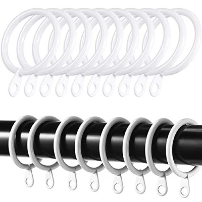 Afbeelding van iPEAK 36 stuks gordijnringen, metalen witte hangende haken voor gordijnroedepaal, 30 mm binnendiameter (wit, ringen)
