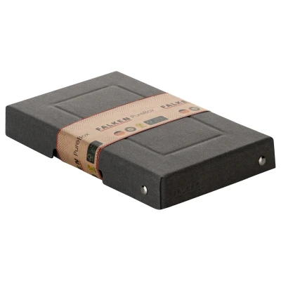 Afbeelding van Falken Ref. 22001728000F PureBox 1 förvaringslåda med lock presentförpackning ingen plast A6 format höjd 25 mm utskuret handtag band svart