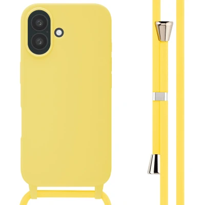 Afbeelding van Apple iPhone 16 Hoesje Siliconen en TPU (zacht) imoshion Softcase/Koordhoesje/Backcover Geel Telefoonhoesje