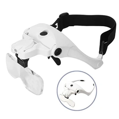 Afbeelding van Head Mount Vergrootglas, Bysameyee Verlichte Vergrootglas Hoofdband Glas Loupe Vizier met 2 LED Licht voor Nauw Werk, Sieraden Horloge Reparatie, Kunst &amp; Ambachten, Leeshulp (Oplaadbaar)