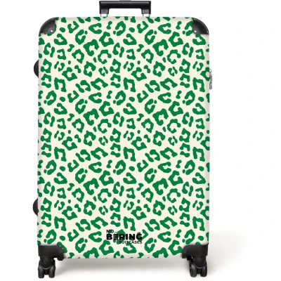 Afbeelding van NoBoringSuitcases.com® Koffer groot Reiskoffer lichtgewicht Groen met witte panterprint Rolkoffer 4 wielen Grote trolley XL 98 liter bagage
