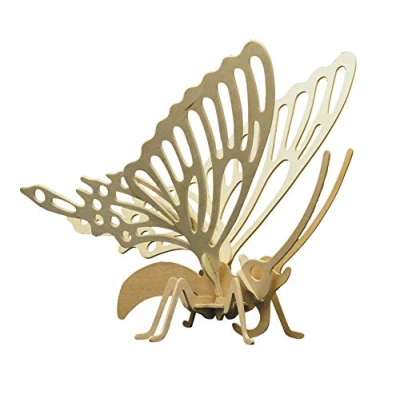 Afbeelding van Pebaro 860/4 houten bouwpakket vlinder, 3D puzzel, modelbouwset, knutselen met hout, puzzeldier, voorgesneden plaat, incl. schuurpapier, uitbreken, in elkaar steken, klaar, cadeau idee