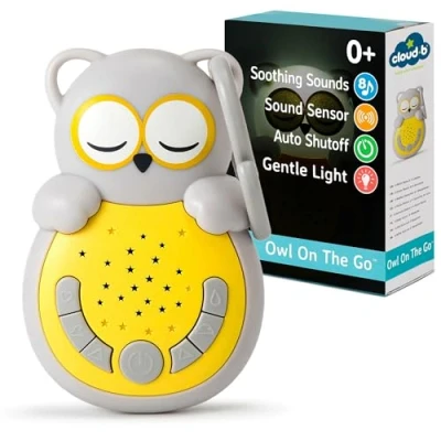 Afbeelding van Cloud b Rustgevend geluidsapparaat met kalmerend licht voor op reis 4 soorten witte ruis en slaapliedjes Slimme sensor heractivatie Sweet Dreamz Grijze uil