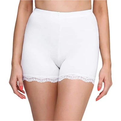 Afbeelding van Merry Style MS MS10 294 LE Dames Leggings Sport Vrijetijdsbroek Kort Met Kant Viscose Boxershorts Sporbroek Yogabroek Wit XS