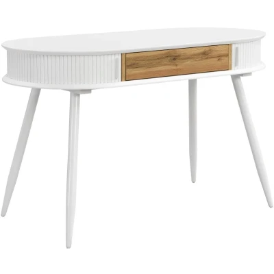 Afbeelding van Vente unique Bureau met 1 lade en 2 schuifdeurtjes Kleur: wit naturel VELURANI L 120 cm x H 75 D 60