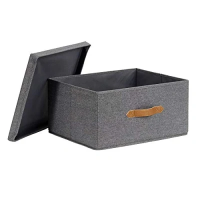 Afbeelding van Love it Store Premium Opbergdoos met deksel Gemaakt van hoogwaardig stof Extra groot en stevig Grijs 43x33x21 cm