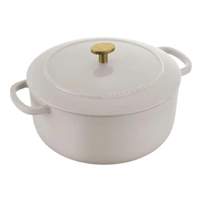 Afbeelding van BALLARINI Bellamonte Ovenschotel, braadschaal, Nederlandse oven, geëmailleerd gietijzer, rond, 24 cm, 4 l, Ivoorwit