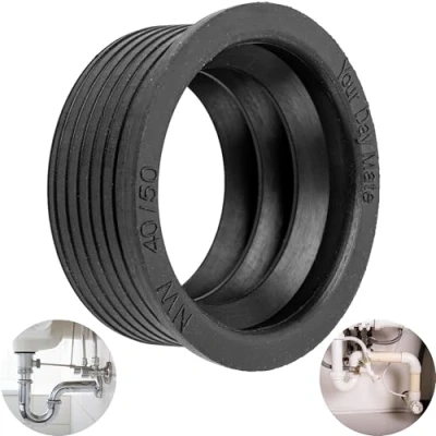 Afbeelding van NW 40/50 rubberen manchet, 1 stuks, voor DN50 HT afvoerpijp binnen Ø 50 mm en 1/2 inch spoelbasifon buiten 40 mm, van rubber, zwart, nippel met 55 aanslag, 25 diepe