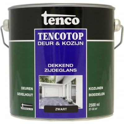 Afbeelding van Tenco TencoTop Deur &amp; Kozijn Dekkend Zijdeglans 2,5 ltr zwart (RAL 9005) Buiten onderhoud