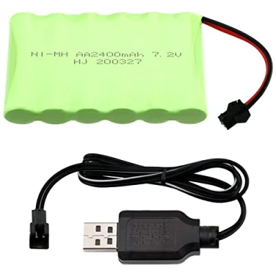 Afbeelding van Yangers Oplaadbare 7.2V 2400mAh NI MH Batterij SM 2P Plug vrouwelijke Connector met USB Charger Set voor RC Auto Off Road Truck Jumper Speelgoed