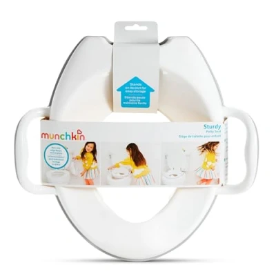 Afbeelding van Munchkin Stevige toiletbril voor zindelijkheidstraining, met handgrepen en spatbescherming, veilige antislip wc bril peuters jongens meisjes.