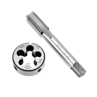 Afbeelding van QWORK® draadsnijtap M16x1.5mm, tappen en ronde draadmatrijs set