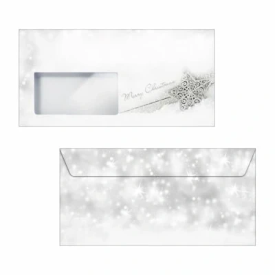 Afbeelding van SIGEL DU136 enveloppen Kerstmis in zilveren sterdesign, DIN lang, 50 stuks