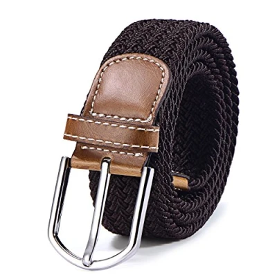 Afbeelding van Stoffen riem gevlochten en elastische voor dames heren lengte 100 cm tot 130 donkerbruin