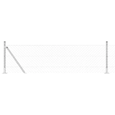 Afbeelding van vidaXL Kettingenhek met 13 Flensposts 0.6x25 m Gegalvaniseerd Staal