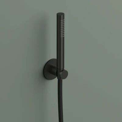 Afbeelding van Hotbath Handdouche met wandsteun en doucheslang 150cm Geborsteld Zwart PVD AC443MBP