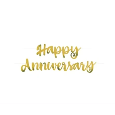 Afbeelding van Premium Gold Script Happy Anniversary Banner (2 delige set) Feestdecoratie voor onvergetelijke vieringen