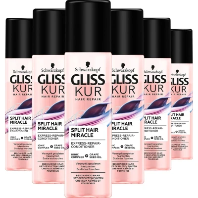 Afbeelding van 6er Pack Gliss Kur Anti Klit spray Split Hair Miracle 200ml