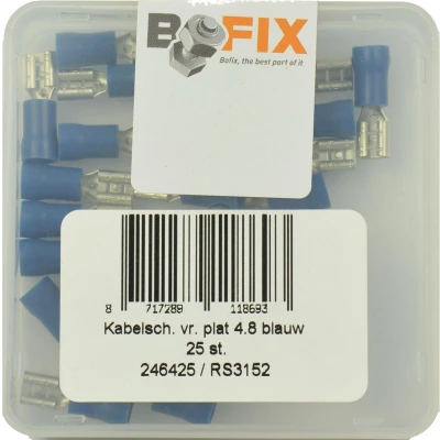 Afbeelding van Bofix Kabelschoen AMP vrouw plat 4,8mm blauw (25st)