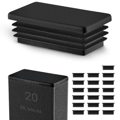 Afbeelding van Lamellenstoppen voor Rechthoekige buizen 100x40 mm Zwart 20 Stuks stoppen 10x4 cm EMFA ®