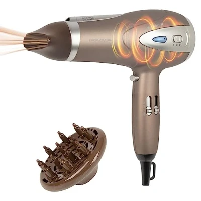 Afbeelding van ProfiCare® Haardroger met ionisatiefunctie, 2200 W, extra lichte reisföhn, 3 standen en 2 blaasstanden, haarföhn incl. Cool Shot, föhn diffuser vormmondstuk, PC HTD 3113, bruin